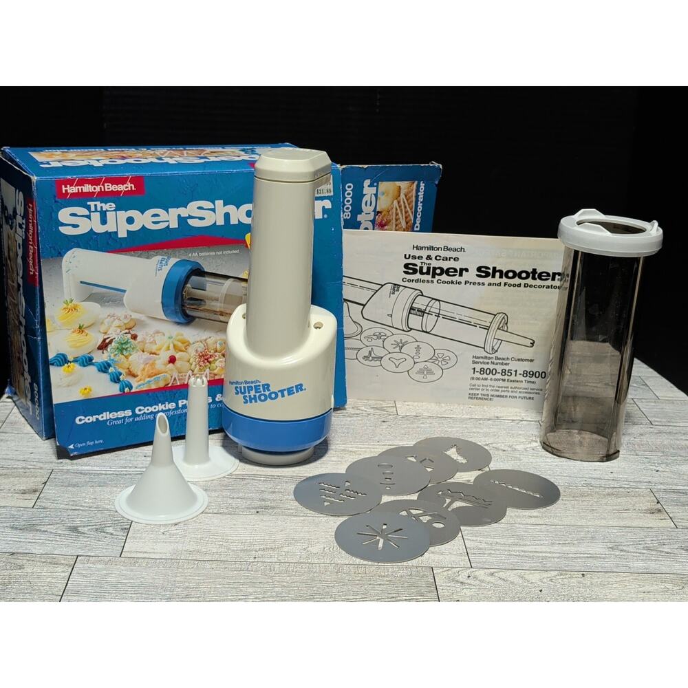 Vintage Hamilton Beach Super Shooter Cookie Press Decorator Kit As seen on TV